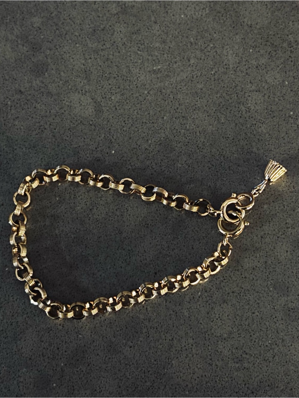 Elegant Gold Link Bracelet with Bell Charm